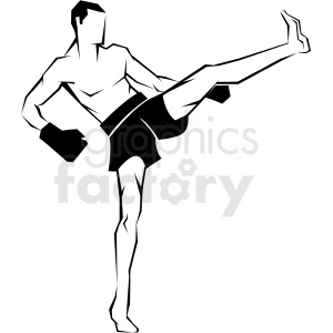 mma fighter high kick vector art