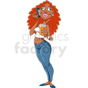 African American woman talking on phone cartoon