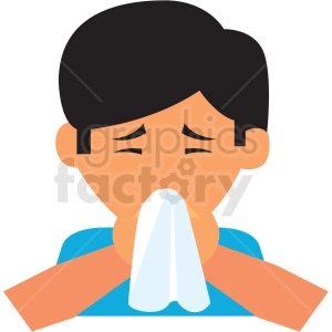 boy blowing his nose vector icon