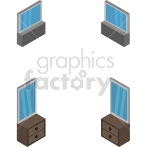 isometric mirror vector icon clipart 2