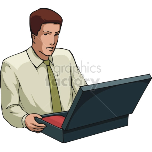 man looking into briefcase