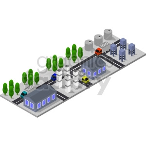 isometric industrial street vector graphic