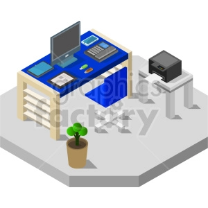 desk isometric vector graphic