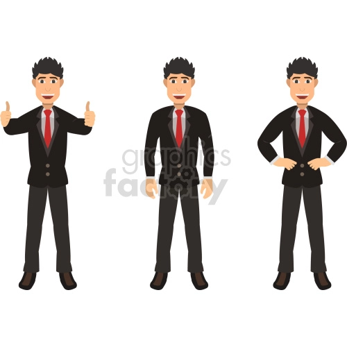 cartoon happy business guys vector clipart bundle