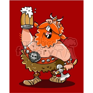 cartoon viking warrior drinking beer