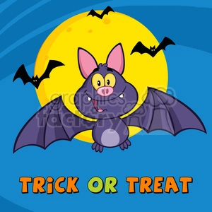 8949 Royalty Free RF Clipart Illustration Happy Vampire Bat Cartoon Character Flying Vector Illustration Greeting Card