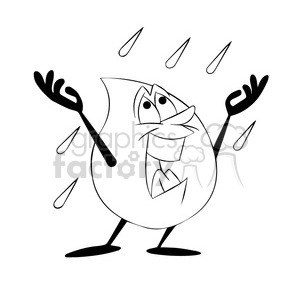 aqua the cartoon water drop feeling the rain black white