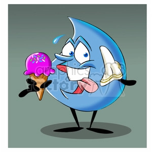 aqua the cartoon water drop eating ice cream cone