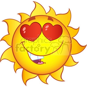 love sun cartoon mascot character with gradient vector illustration isolated on white background