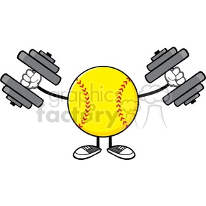 softball faceless cartoon mascot character working out with dumbbells vector illustration isolated on white background