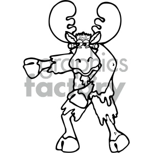 cartoon clipart moose 022 bw