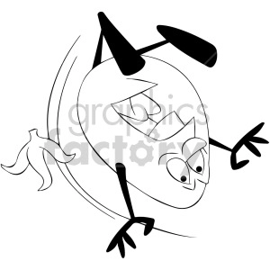 black and white cartoon egg character sliping on a banana peel