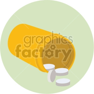 spilled medication bottle on green background