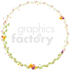 floral circle border vector clipart