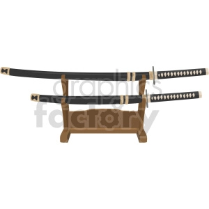 katanas on display stand vector graphic