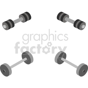 isometric dumbbells vector icon clipart bundle