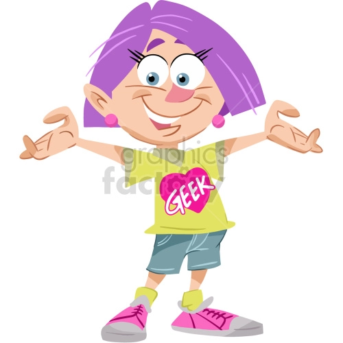 cartoon girl geek clipart