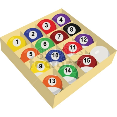 billiard pool balls in box vector clipart