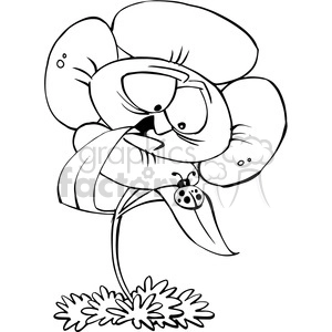 flower cartoon black and white