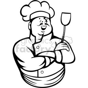 chef holding a spatula royalty free black white clip art