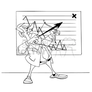 salesman shooting arrow at sales chart