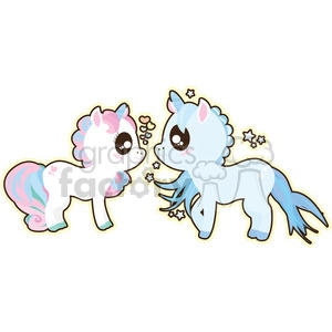 cartoon Unicorn Boy and Girl illustration clip art image