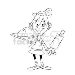 mary the cartoon character baking bread black white