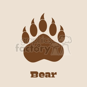 royalty free rf clipart illustration brown bear paw with claws vector illustration background and text