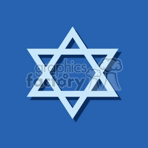 Jewish Star of David flat vector art on blue background