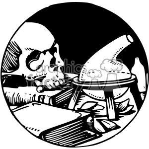 skull science desk vintage 1900 vector art GF