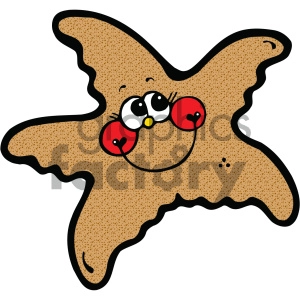 The image is a cartoon illustration of a starfish. The starfish has a playful expression, with big eyes and red cheeks. It's styled in a simple, child-friendly manner commonly found in clipart.