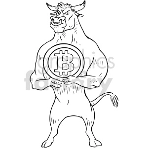 bull holding bitcoin clipart