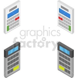 isometric calculator vector icon clipart bundle