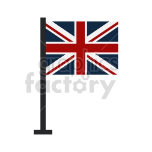 The image shows a stylized representation of the flag of the United Kingdom, commonly known as the Union Jack, mounted on a flagpole.