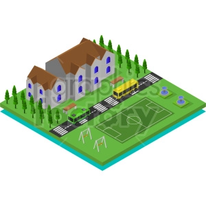 school isometric vector clipart