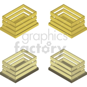 wooden crates isometric vector graphic bundle