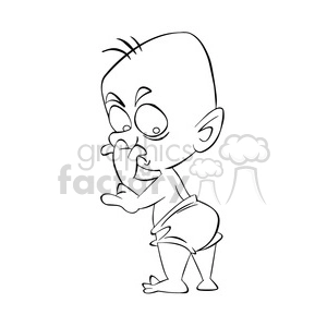 black and white image of cartoon baby nino sucio negro