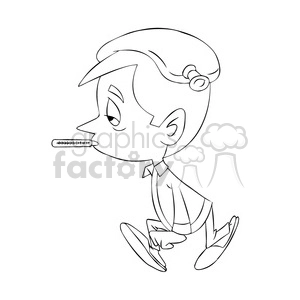 small boy feeling sick cartoon black white