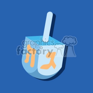 hanukkah Hebrew dreidel flat vector art on blue background