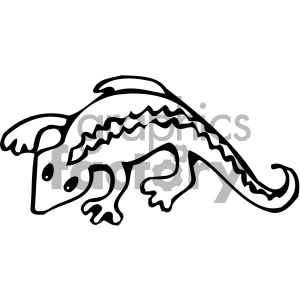 cartoon clipart gecko 001 bw