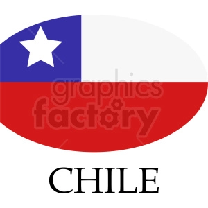 The image depicts a stylized representation of the flag of Chile. It features a blue square with a white star in the upper left corner, a horizontal white stripe above a red stripe, and the word CHILE below the flag graphic.