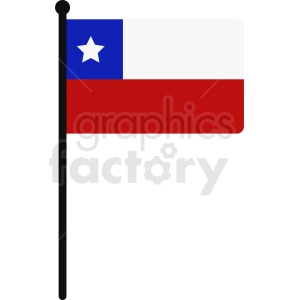 This clipart image contains a graphic representation of the flag of Chile, which consists of two horizontal bands of white (top) and red; with a blue square the same height as the white band at the hoist-side, bearing a white five-pointed star in the center.