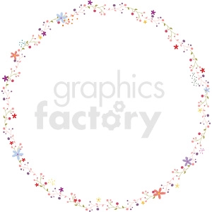 pink floral circle border vector clipart