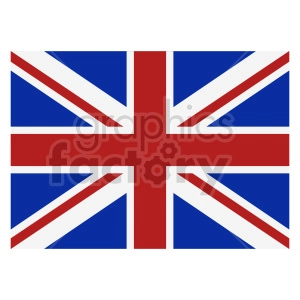 The image shows the flag of the United Kingdom, also known as the Union Jack. The flag features a design that incorporates the red cross of Saint George (patron saint of England) edged in white, superimposed on the Cross of St Patrick (patron saint of Ireland), which is superimposed on the Saltire of Saint Andrew (patron saint of Scotland).
