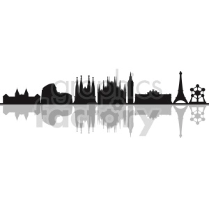 Europe building skyline vector outline