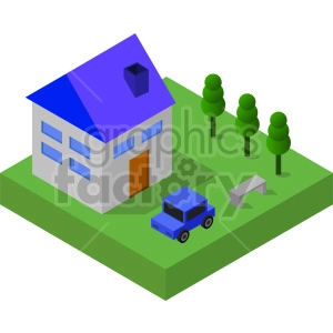 basic house isometric vector clipart