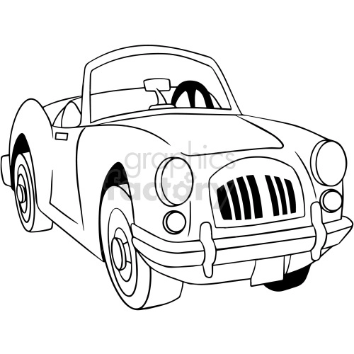 black and white cartoon green sports car clipart