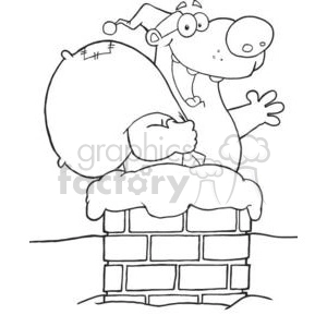 3427-Happy-Santa-Bear-Waving-A-Greeting-In-Chimney