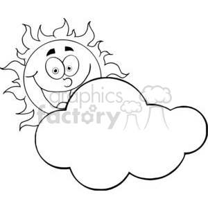 4042-Happy-Sun-Mascot-Cartoon-Character-Hiding-Behind-Cloud