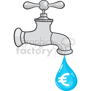 12880 RF Clipart Illustration Water Faucet With Euro Dripping